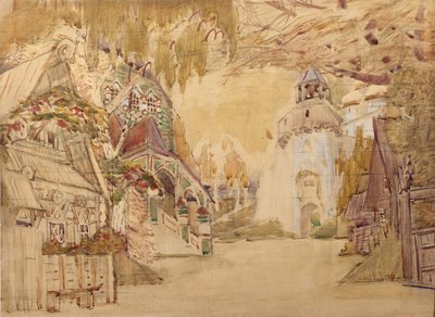 Scenedesign for operaen The Tsars bride av N. Rimsky-Korsakov, 1899 av Mikhail Aleksandrovich Vrubel