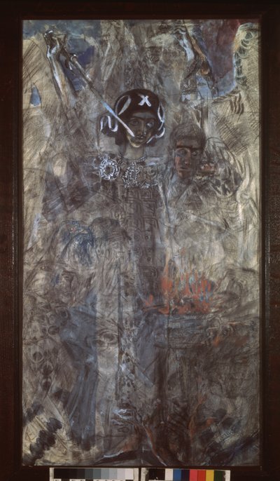 The Vision of the Prophet Ezekiel, 1905 (kull, wc og gouache på papp) av Mikhail Aleksandrovich Vrubel