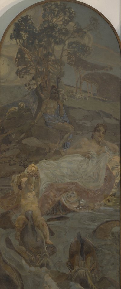 Venus, Amor og Paris, midtpanelet til Triptykonen The Judgment of Paris av Mikhail Aleksandrovich Vrubel