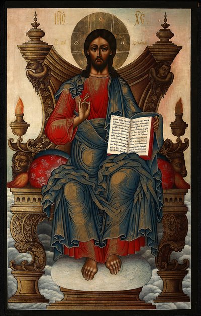 Frelseren på tronen - Sopljakov, Mikhail Alexeyevich (1722-1799) - 1762 - Tempera på panel - 92,5x60 - Privat samling av Mikhail Alexeyevich Soplyakov