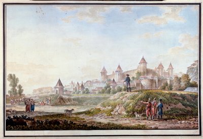 Utsikt over festningen Tighina ved Bendery i Moldavia - Akvarell på papir av Mikhail Matveevich Ivanov (1758-1823) av Mikhail Matveevich Ivanov