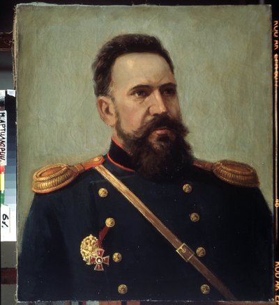 "Portrett av soldaten og ingeniøren Serguei Mosin (1849-1902) oppfinner av Mosin-Nagant-riflen (Mosin Nagant)"" Maleri av Mikhail Gerets (1900-1942) 1941 State Central Artillery Museum, Saint Petersburg av Mikhail Petrovich Gerets