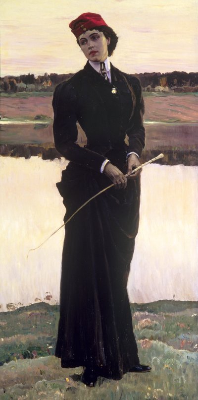 Portrett av Olga Nesterova eller, kvinne i en ridevane, 1906 av Mikhail Vasilievich Nesterov