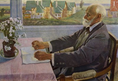 Portrett av den russiske fysiologen Ivan Pavlov (farge litho) av Mikhail Vasilievich Nesterov
