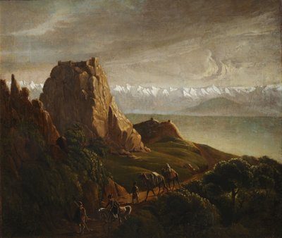 Kaukasisk landskap med kameler, 1837-1838 av Mikhail Yuryevich Lermontov