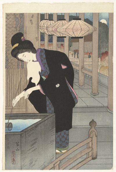 Besøker Kiyomizu-tempelet Kiyomizu-mote (tittel på objekt) Den første serien av et nytt utvalg kjente ansikter fra Kyoto. (serietittel) av Miki Suizan