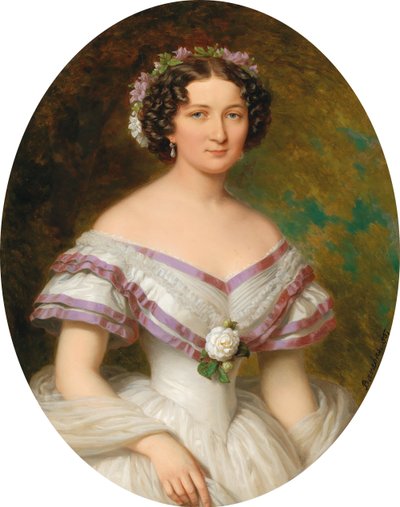 Portrett av grevinne Maria Gabriella Josepha Anna Szápáry 1834-1912, født Atzél de Borosjenö, 1857. av Miklós Barabás