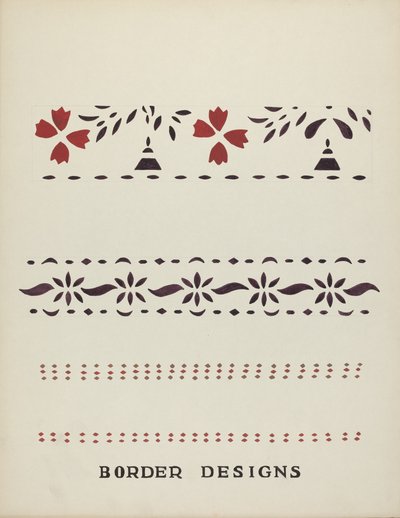 Kantdesign fra den foreslåtte porteføljen "Maine Wall Stencils" av Mildred E. Bent