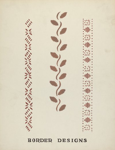 Kantdesign fra den foreslåtte porteføljen "Maine Wall Stencils" av Mildred E. Bent