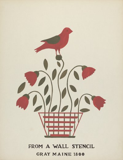 Design fra Gray, Maine 1800 (nr. 2): Fra foreslått portefølje "Maine Wall Stencils" av Mildred E. Bent