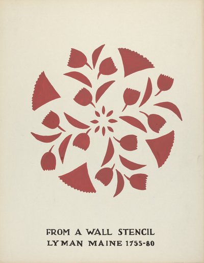 Design fra Lyman, Maine 1755-1780: Fra foreslått portefølje "Maine Wall Stencils" av Mildred E. Bent