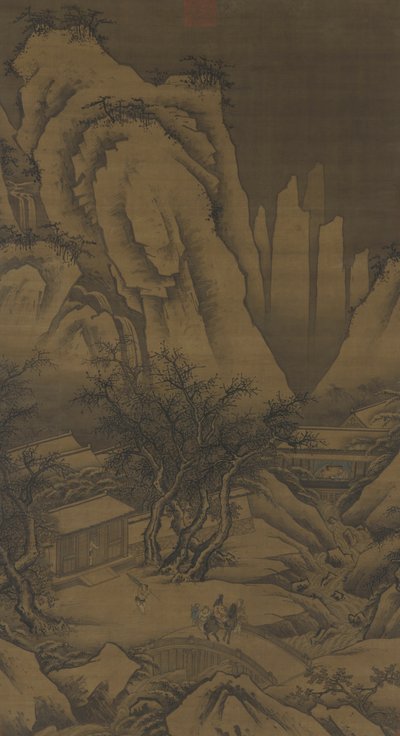 En utflukt på en snørik dag, ca. 1500 av Ming Dynasty Chinese School