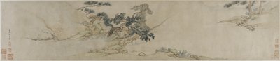 Spille siter under et furutre, sent 1500-begynnelsen av 1600-tallet (blekk og farger på papir) av Ming Dynasty Chinese School