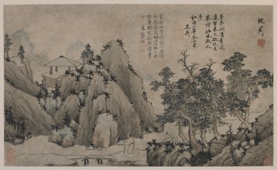Gå langs en fjellbekk (blekk og farge på papir) av Ming Dynasty Chinese School
