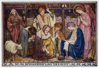 En julesang til julaften. Ukjent (farge litho) av Minnie Didbin Spooner