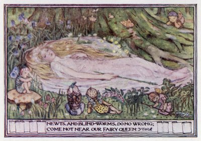 Fra «En midtsommernattsdrøm». William Shakespeare (farge litho) av Minnie Didbin Spooner