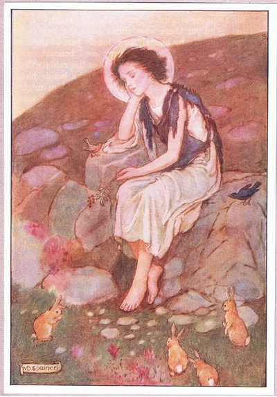 Det var den lille grå veien under som øynene hans var festet på (farge litho) av Minnie Didbin Spooner