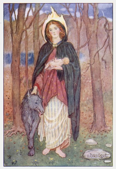 Saint Bridget (farge litho) av Minnie Didbin Spooner