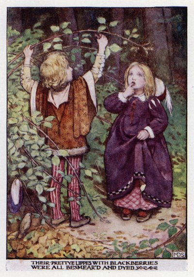Babes i skogen. Ukjent (farge litho) av Minnie Didbin Spooner
