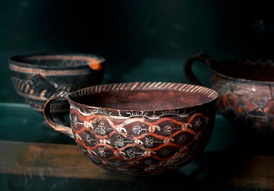 Minoisk kunst: keramisk kopp fra Kamares (Kreta) perioden protopalatiale (2100 til 1650 f.Kr.), fra Cnossos. Heraklion, arkeologisk museum av Minoan