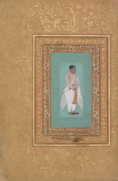 recto: Portrett av Raja Suraj Singh Rathor, verso: Page of Calligraphy..., recto: sent på 1500-tallet av Mir 
