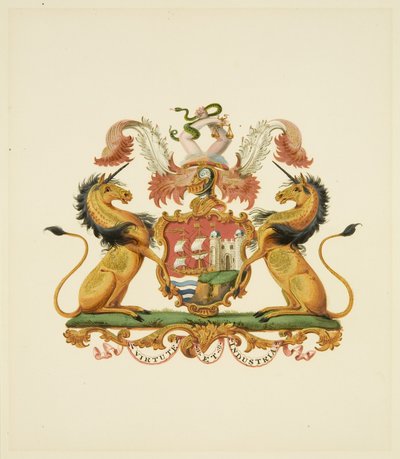 Arms of the City of Bristol, ca. 1830 (blyant og akvarellpapir) av Miss (attr.to) Braikenridge