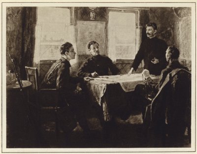 Joseph Stalin i hovedkvarterets vogn i Tsaritsyn, russisk borgerkrig av Mitrofan Borisovic Grekov