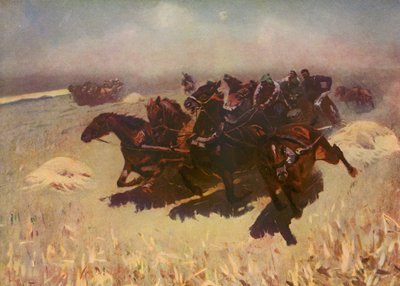 Tachanka (fargelitografi) av Mitrofan Borisovic Grekov