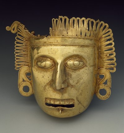 Pectoral maskette, sen postklassisk periode, ca. 1350-1521 (gull) av Mixtec Mixtec