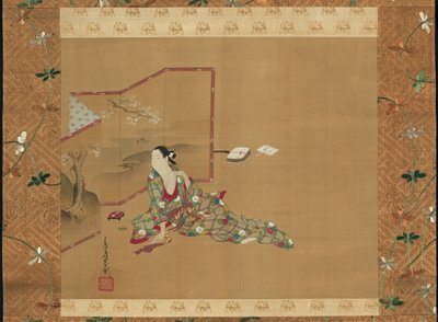En skjønnhet bak en skjerm av Miyagawa Chōshun