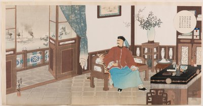 Admiral Ding Ruchang fra den kinesiske Beiyang-flåten, totalt ødelagt ved Weihaiwei, begår selvmord i sin offisielle bolig av Mizuno Toshikata