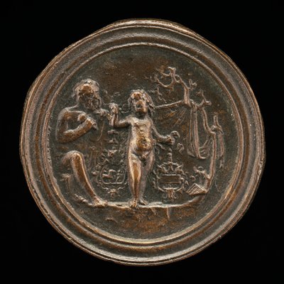 En skulptør som skjærer ut en statue av Amor, sent på 1400- til begynnelsen av 1500-tallet. av Moderno