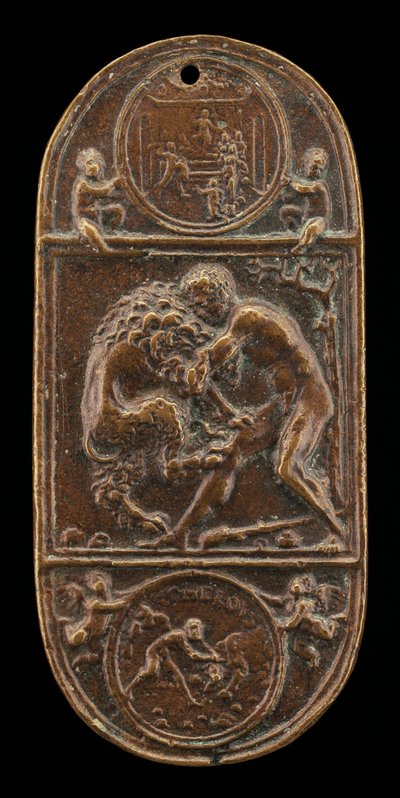 Hercules and the Nemean Lion, slutten av 1400-tallet - begynnelsen av 1500-tallet. av Moderno