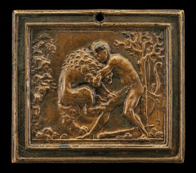 Hercules and the Nemean Lion, slutten av 1400-tallet - begynnelsen av 1500-tallet. av Moderno