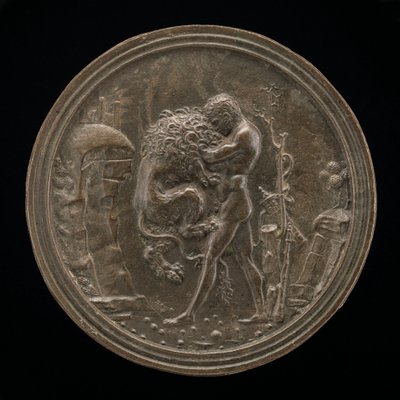 Hercules and the Nemean Lion, slutten av 1400-tallet - begynnelsen av 1500-tallet. av Moderno