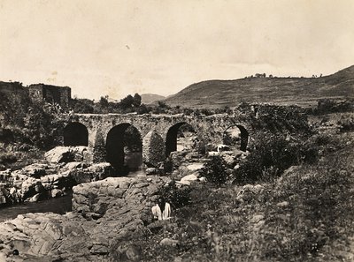 Bygge et imperium i den fascistiske tidsalderen: Portugisisk bro ved Gondar, Etiopia, 09.05.1936 (s/hvitt-bilde) av Modestino Baldinetti