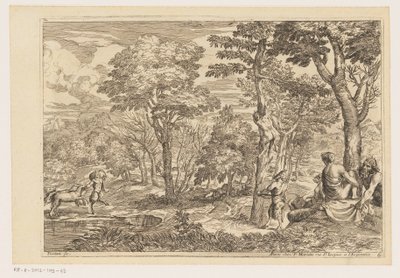 Skoglandskap med satyrer Landskap etter Titian (serietittel) av Moise Jean Baptiste Fouard