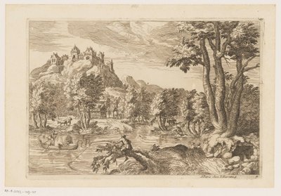 Landskap med sportsfiskere Landskap etter Titian (serietittel) av Moise Jean Baptiste Fouard