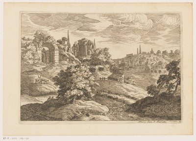 Landskap med ruiner og hjort Landskap etter Titian (serietittel) av Moise Jean Baptiste Fouard