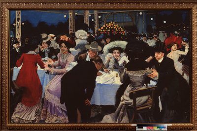 Nattkafé (Nattkafé) - Maleri av Moisei Maer (Moisei-Maer) (Meer) Gertsovich Slepyan (Slepian) (1872-1941), olje på lerret av Moisei Maer Gertsovich Slepian