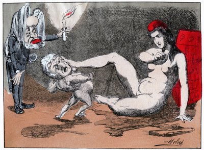 Adolphe Thiers voldtar Marianne, ca. 1875 (trykk) av Moloch (1849 1909)