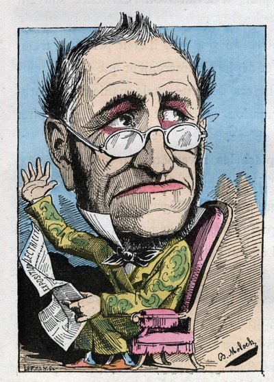 Allegori om en kurator fra 1800-tallet i "" Le Trombinoscope"" av Touchatout, tegneserie av B. Moloch fra 1882 (1849-1909). Privat samling. av Moloch