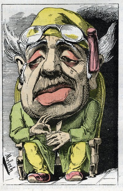 Allegory of a Cuckold på 1800-tallet i "" Le Trombinoscope"" av Touchatout, tegneserie av B. Moloch fra 1882 (1849-1909). Privat samling. av Moloch