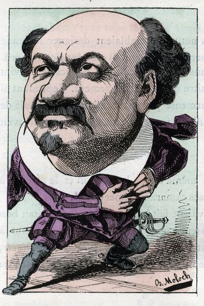 Portrait of Francois Pierre VILLARET (1830-1896) tenor of the opera between 1863 and 1882 in “” Le Trombinoscope”” by Touchatout, caricature by B. Moloch of 1882 (1849-1909). Private collection. av Moloch