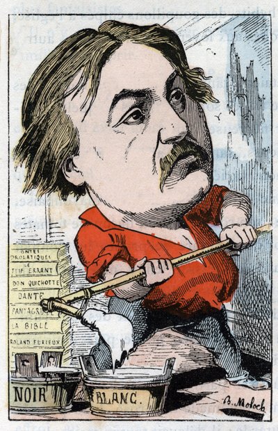 Portrett av Gustave Dore, tegneserieskaper og gravør 1832-1883 i "" Le Trombinoscope"" av Touchatout, karikatur av B. Moloch fra 1882 (1849-1909). Privat samling. av Moloch
