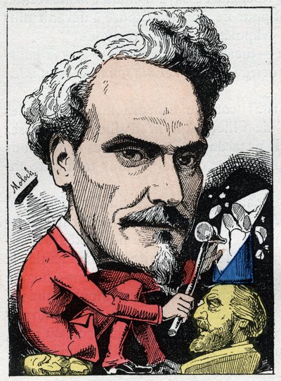 Portrett av Henri de Rochefort (1831-1913) Marquis de Rochefort, journalist, politiker og forfatter i "Le Trombinoscope" "av Touchatout, tegneserie av B. Moloch fra 1882 (1849-1909). Privat samling. av Moloch