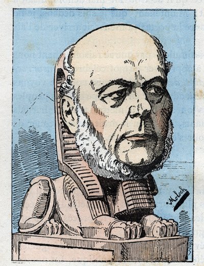 Portrett av Jules Grevy (1807-1891) president i den franske republikken i "" Le Trombinoscope""" av Touchatout, karikatur av B. Moloch fra 1882 (1849-1909). Privat samling. av Moloch
