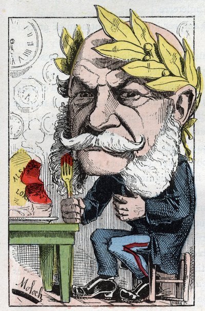Portrett av Vilhelm I (1797-1888), konge av Preussen og keiser av Tyskland i "Trombinoskopet"" av Touchatout, karikatur av B. Moloch fra 1882 (1849-1909). Privat samling. av Moloch