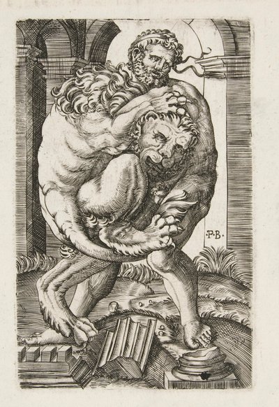 Hercules og Nemean Lion av Monogrammist B