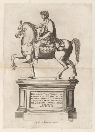 Rytterstatue av Marcus Aurelius av Monogrammist CB after Nicolaus Beatrizet
